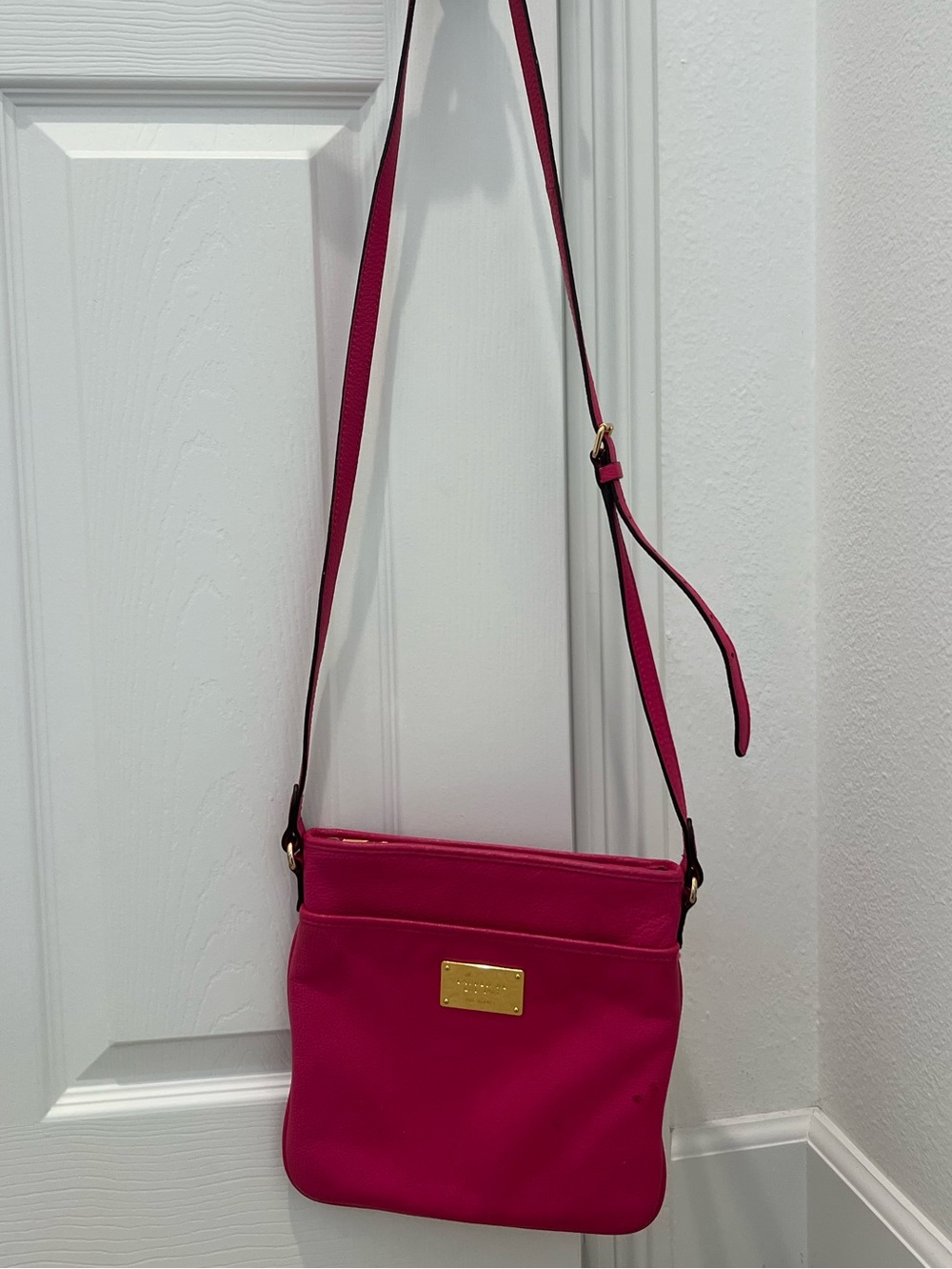 Ralph Lauren Hot Pink Crossbody with Gold Plaque